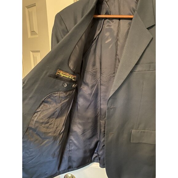 Black Blazer Men's Single Breasted 2 Button LC Shield Brass Button Star Fashion - Picture 9 of 10